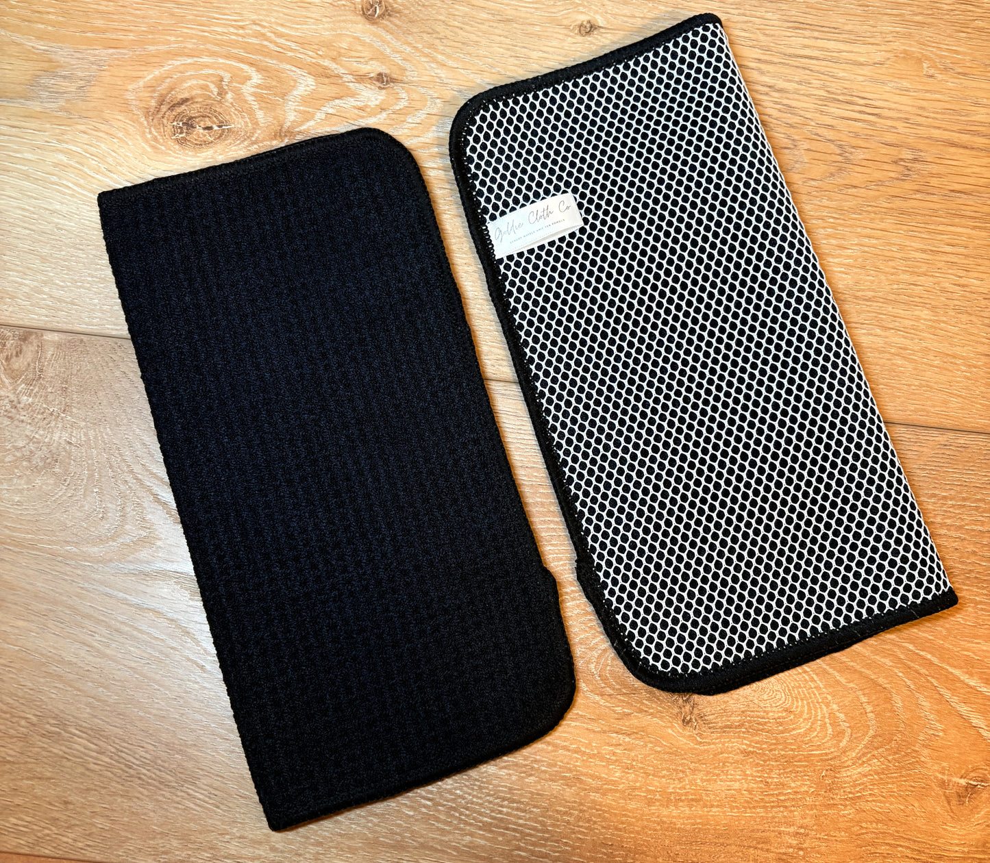 Black Waffle Weave Washcloth w/ Mesh Back