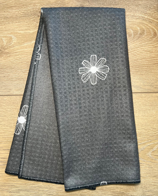 Tiny Black Floral Towel