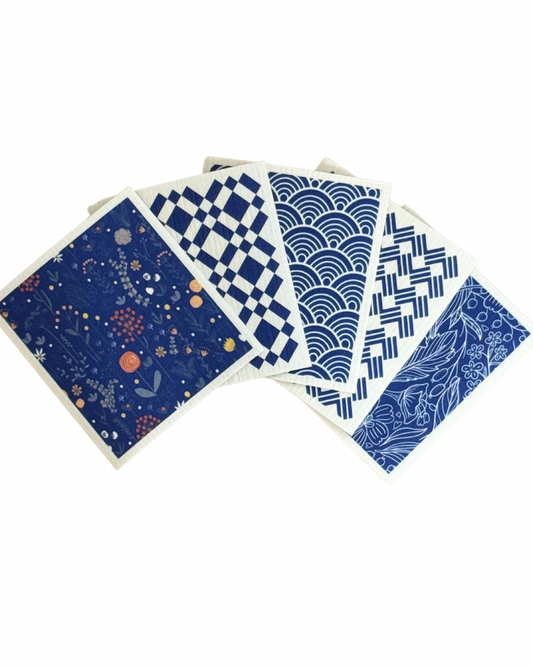 Navy Floral Swedish Towels (5-pack)