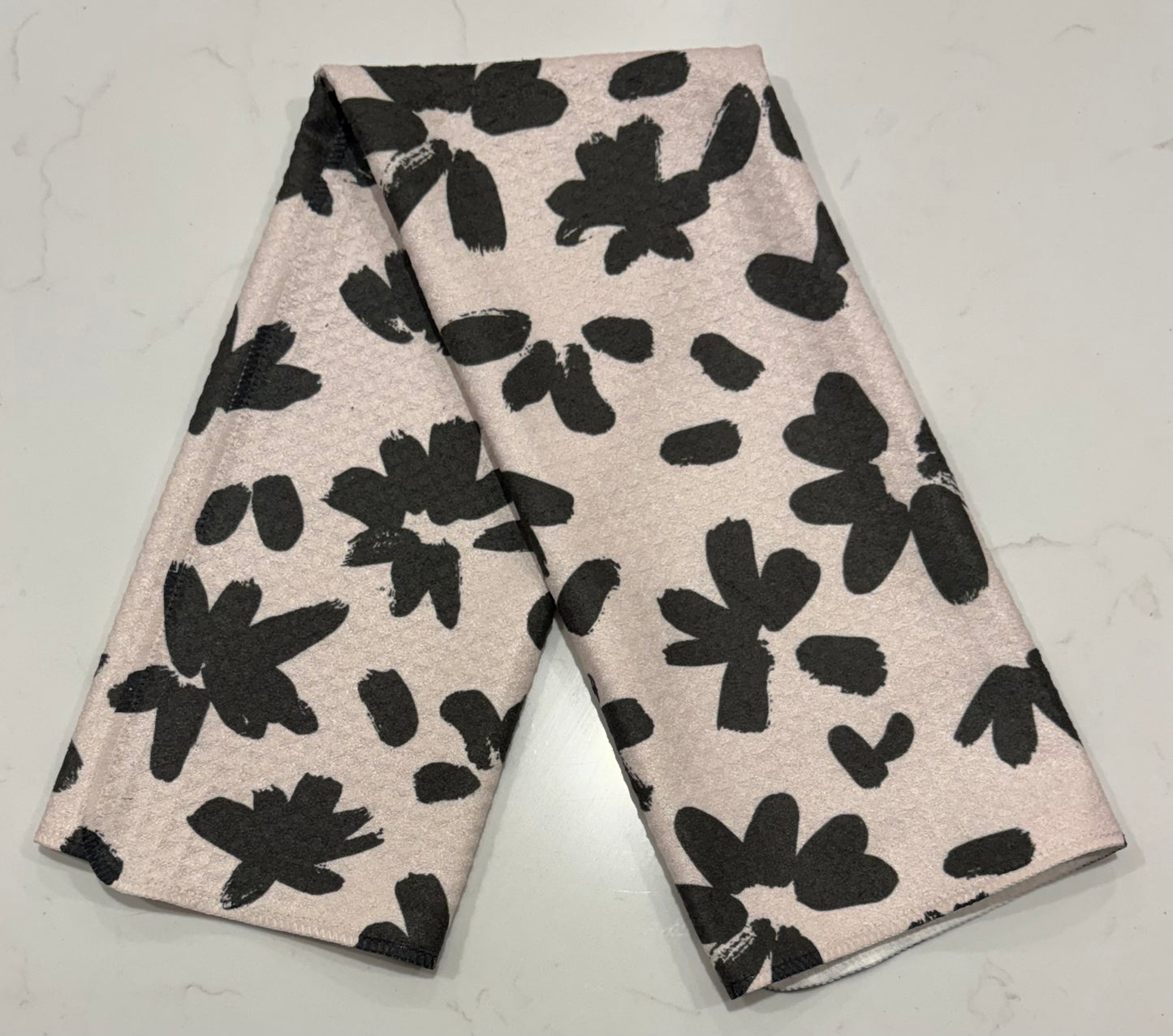 Black Floral Hand Towel