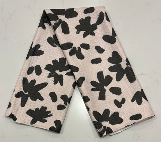 Black Floral Hand Towel